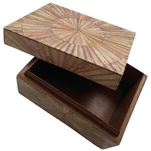 R & Y Augusti Paris Shell Inlay Sunburst Decorative Wood Keepsake Box 7"x5"x4"
